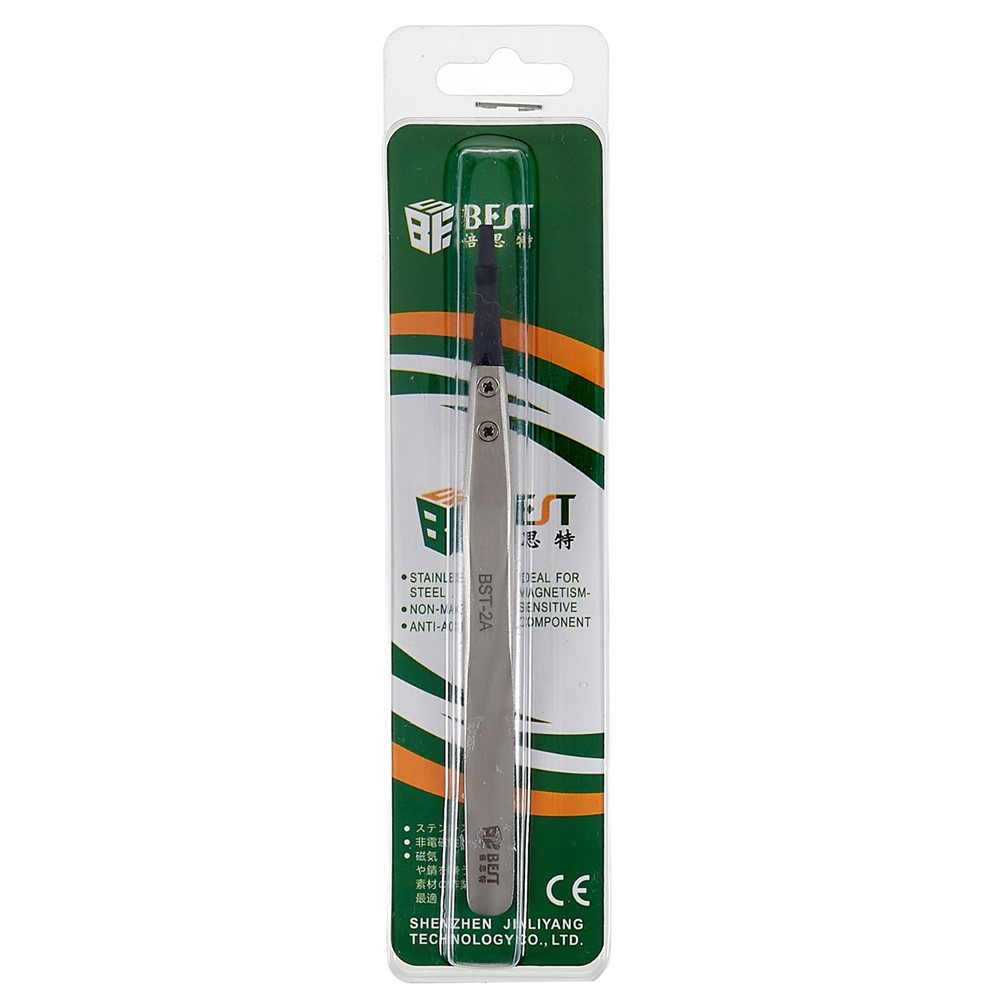 BEST BST-2A Anti-Static Tweezers PPS Coated Straight Tip Tweezers for Mobile Phone Tablets Maintenance-5