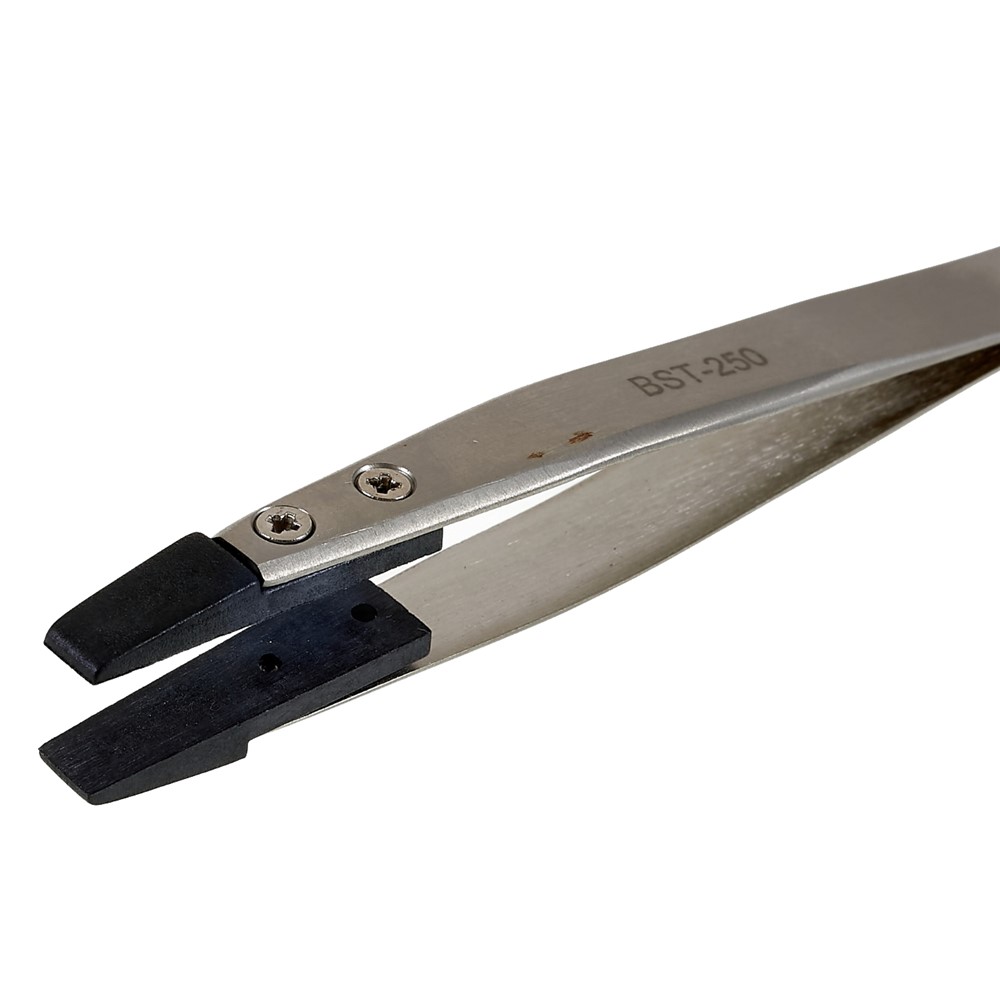 BEST BST-250 Anti-Static Tweezers PPS Coated Flat Tip Tweezers Support Replace Head for Mobile Phone Tablets Maintenance-2