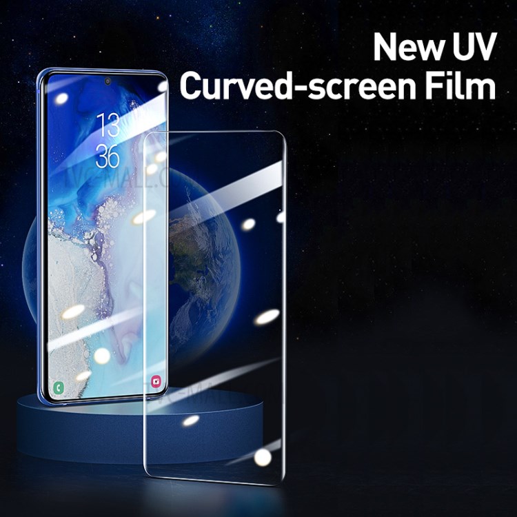 2PCS/Pack BASEUS 0.25mm Curved Full Cover UV Tempered Glass Screen Protector for Samsung Galaxy S20 Plus-2