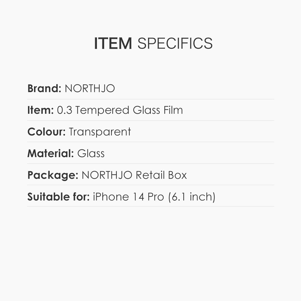 NORTHJO 2Pcs/Set for iPhone 14 Pro 6.1 inch A+ 0.3mm 2.5D 9H Hardness Tempered Glass Ultra Clear Screen Protector-6