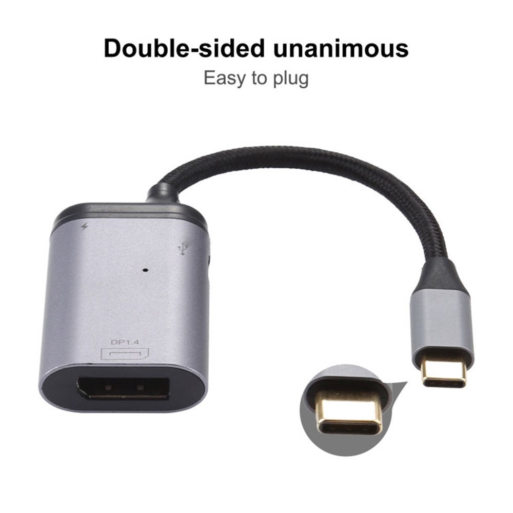 4K Type-C to DisplayPort 1.4 + PD Data Sync Adapter Cable USB-C to DP Male to Female Converter for HDTV-4