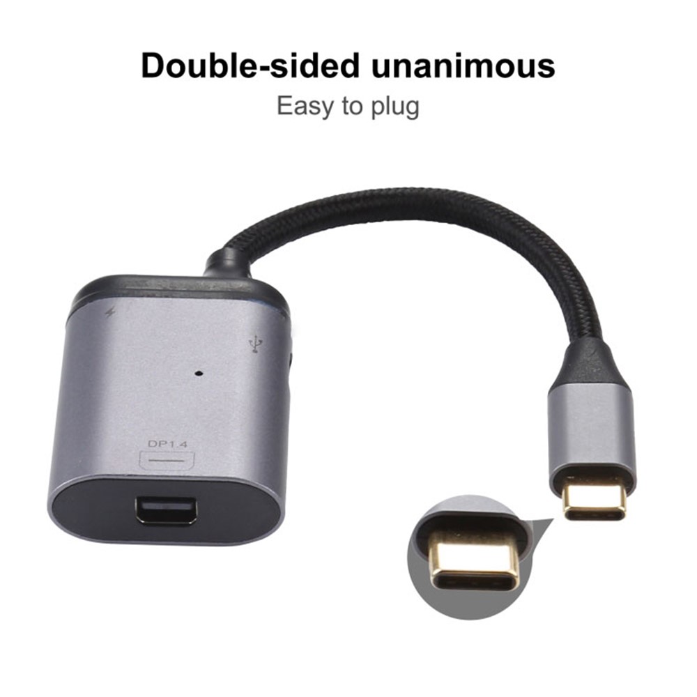 4K Type-C to Mini DisplayPort1.4 PD Data Transfer Adapter USB 3.1 Type C to Mini DP Cable for HDTV Projector-4