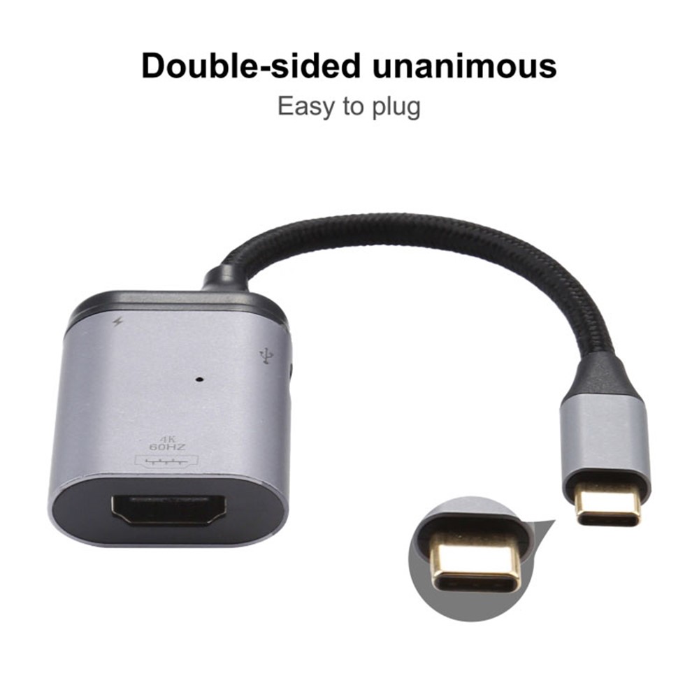 4K 60Hz Type-C to HDMI PD Data Transfer Adapter Cable Male to Female Converter for MacBook Samsung Huawei-4