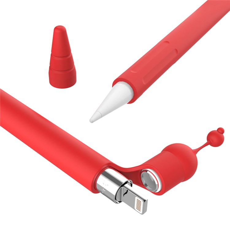 Para Apple Pencil (1ª Geração) Design de Desenho Animado Caneta Caneta de Silicone Capa Protetora - Vermelho-4