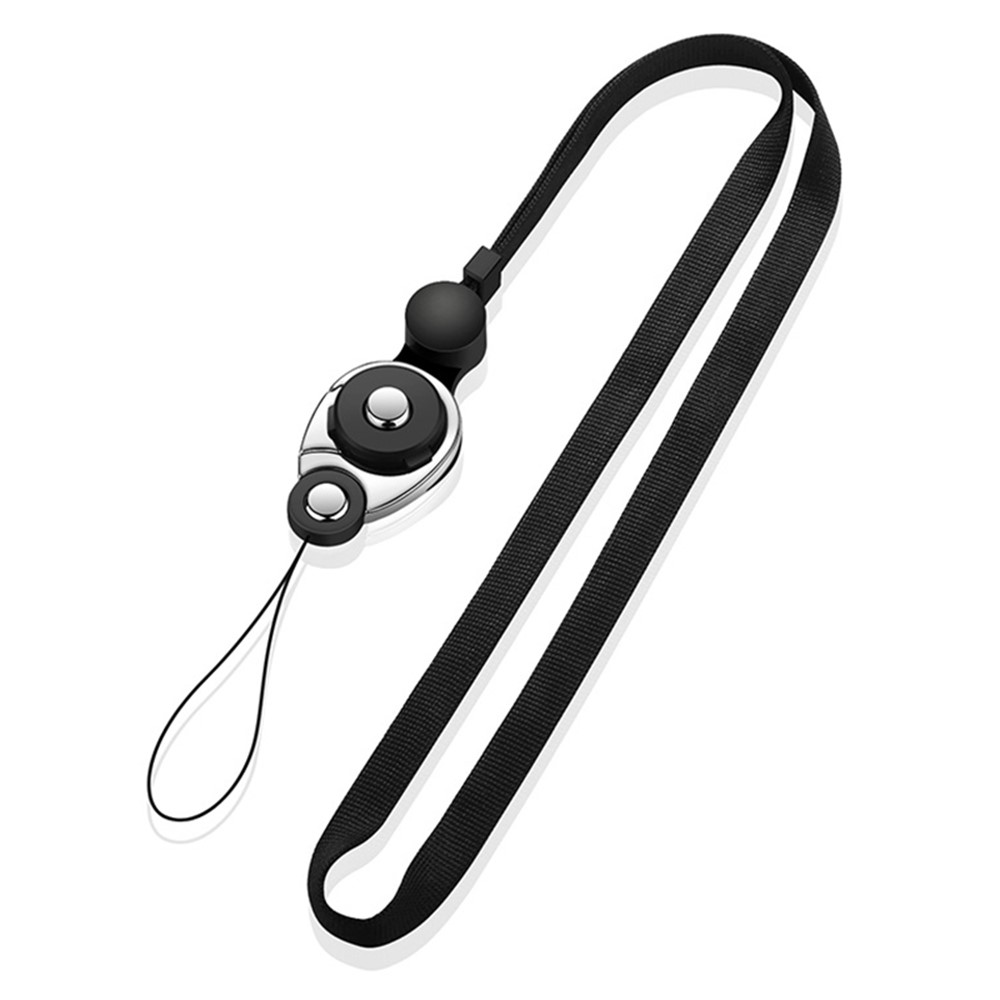 3-in-1 Detachable Lobster Clasp Cell Phone Lanyard Anti-lost Anti-drop Nylon Rope Neck Strap - Black-1