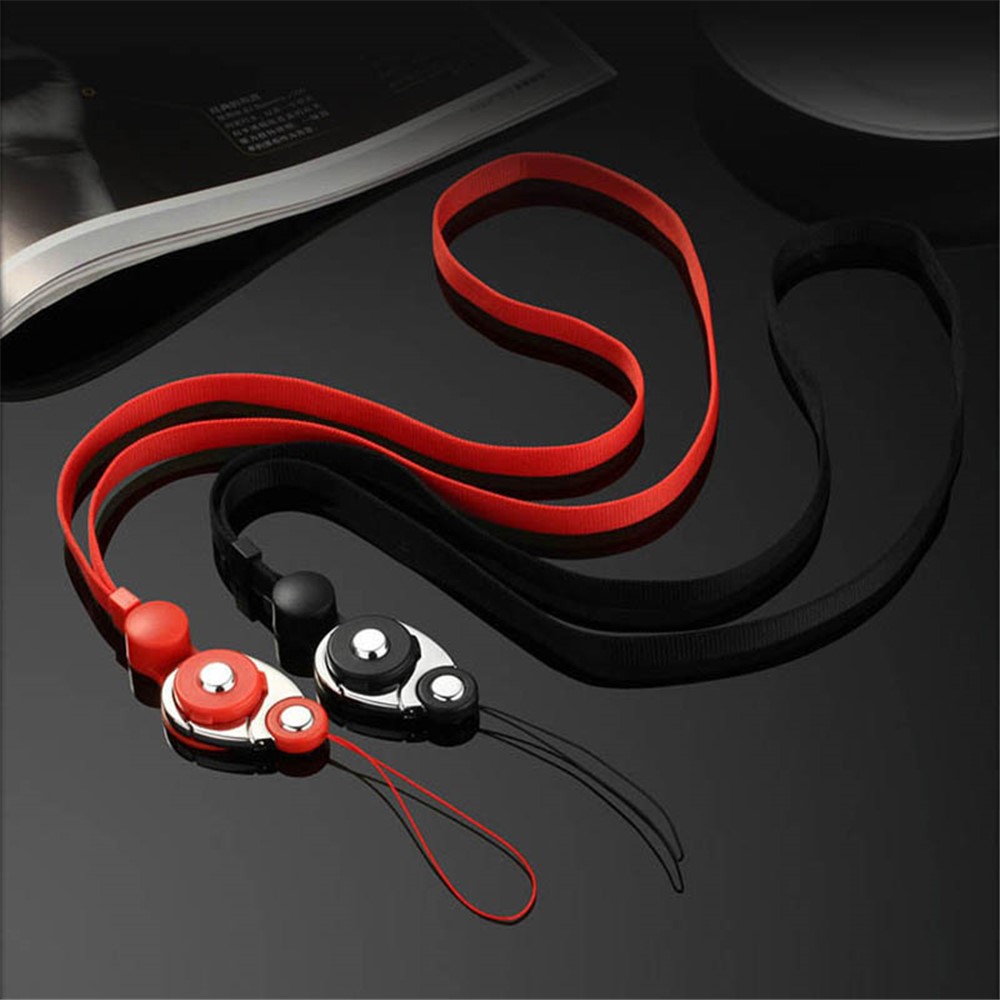 3-in-1 Detachable Lobster Clasp Cell Phone Lanyard Anti-lost Anti-drop Nylon Rope Neck Strap - Black-12