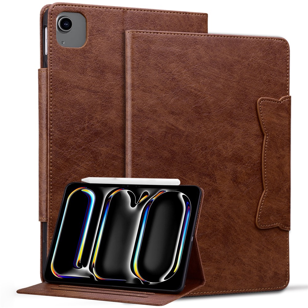 For iPad Air 11 (2025) / (2024) / Air (2022) (2020) / Pro 11 (2022) / (2020) / (2018) Case PU Leather Tablet Cover Magnetic Clasp - Brown