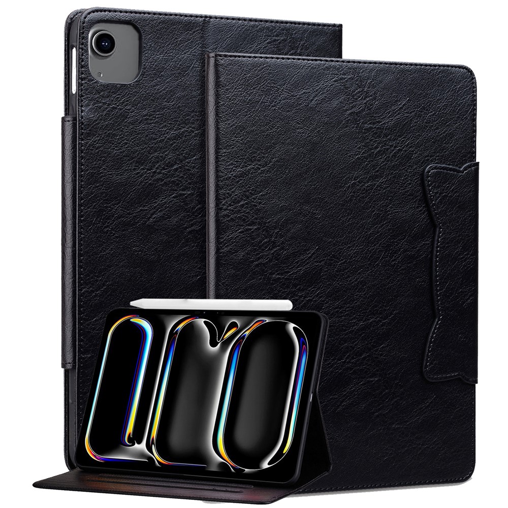For iPad Air 11 (2025) / (2024) / Air (2022) / (2020) / Pro 11 (2022) / (2020) / (2018) Case PU Leather Tablet Cover Magnetic Clasp - Black