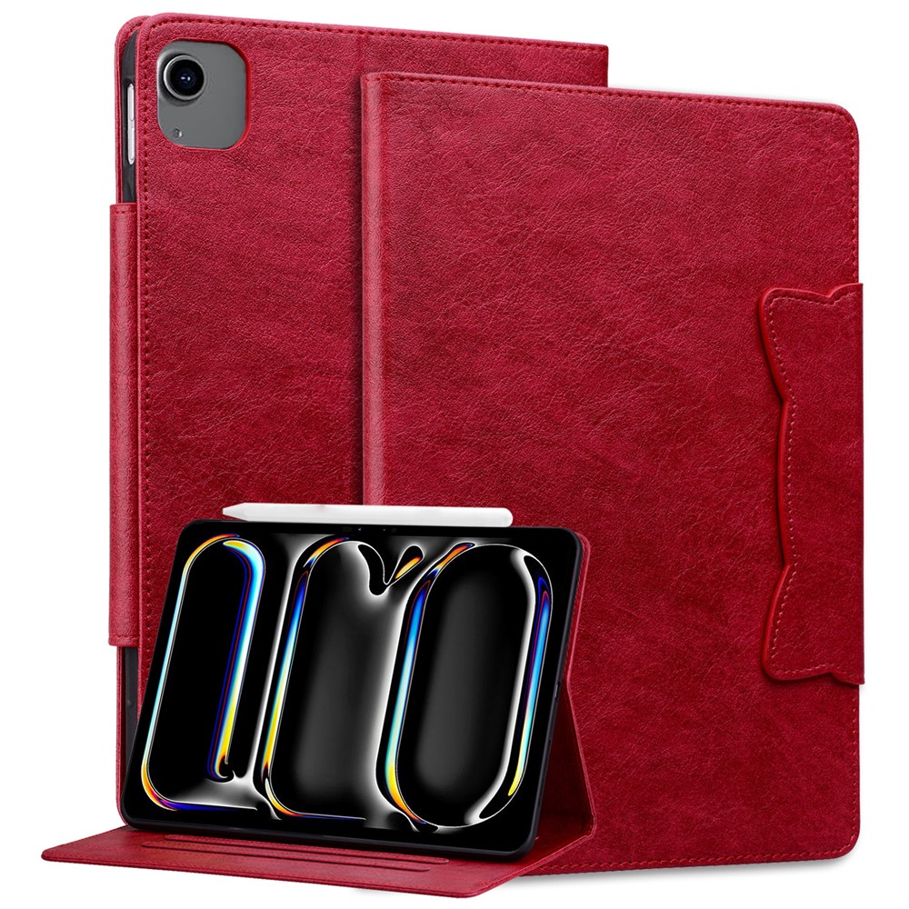 For iPad Air 11 (2025) / (2024) / Air (2022) / (2020) / Pro 11 (2022) / (2020) / (2018) Case PU Leather Tablet Cover Magnetic Clasp - Red