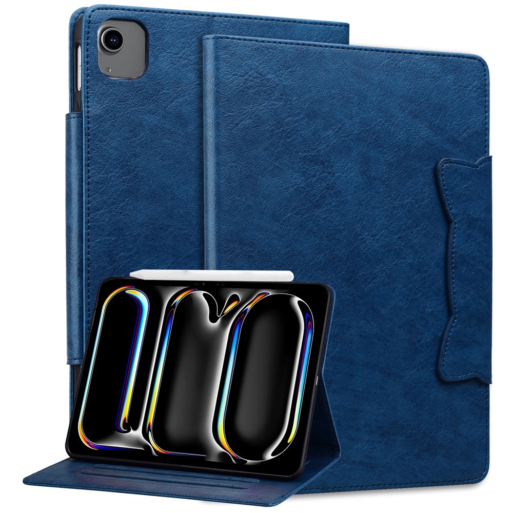 For iPad Air 11 (2025) / (2024) / Air (2022) / (2020) / Pro 11 (2022) / (2020) / (2018) Case PU Leather Tablet Cover Magnetic Clasp - Blue