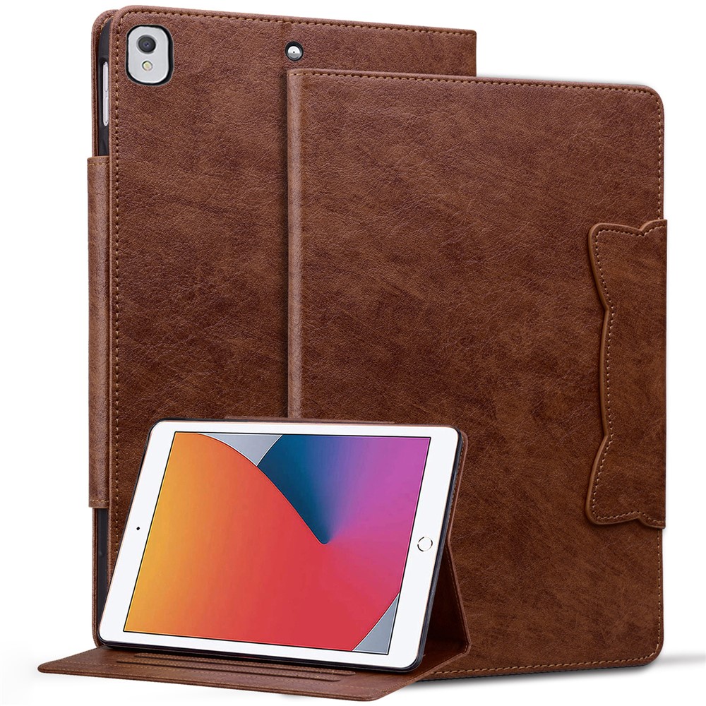 For iPad Pro 10.5-inch (2017) / Air 10.5 inch (2019) / iPad 10.2 (2019) / (2020) / (2021) Case Stand Leather Tablet Cover - Brown