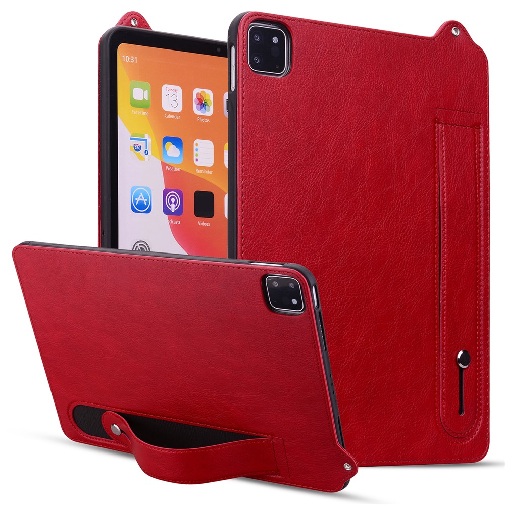Tablet Case For iPad Air 11 (2025) / (2024) / iPad Air (2022) / (2020) / iPad Pro 11 (2021) / (2020) Hand Strap Kickstand Leather Cover - Red