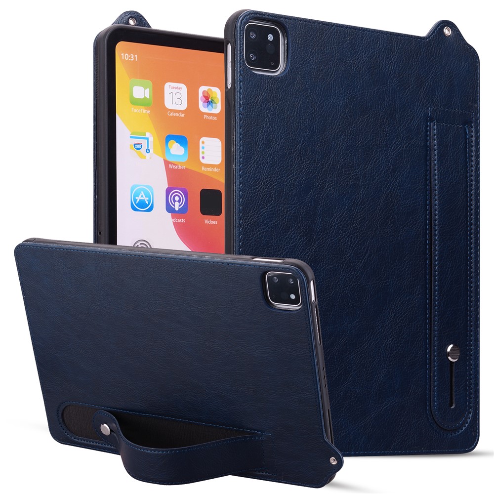 Tablet Case For iPad Air 11 (2025) / (2024) / iPad Air (2022) / (2020) / iPad Pro 11 (2021) / (2020) Hand Strap Kickstand Leather Cover - Blue