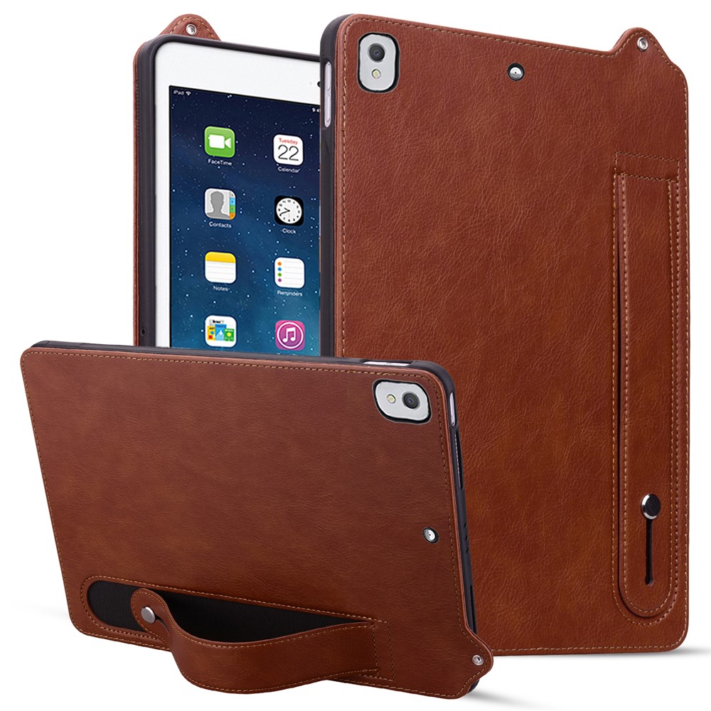 Tablet Case For iPad 10.2 (2020) / (2019) / iPad Air 10.5 inch (2019) Hand Strap Kickstand Leather Cover - Brown