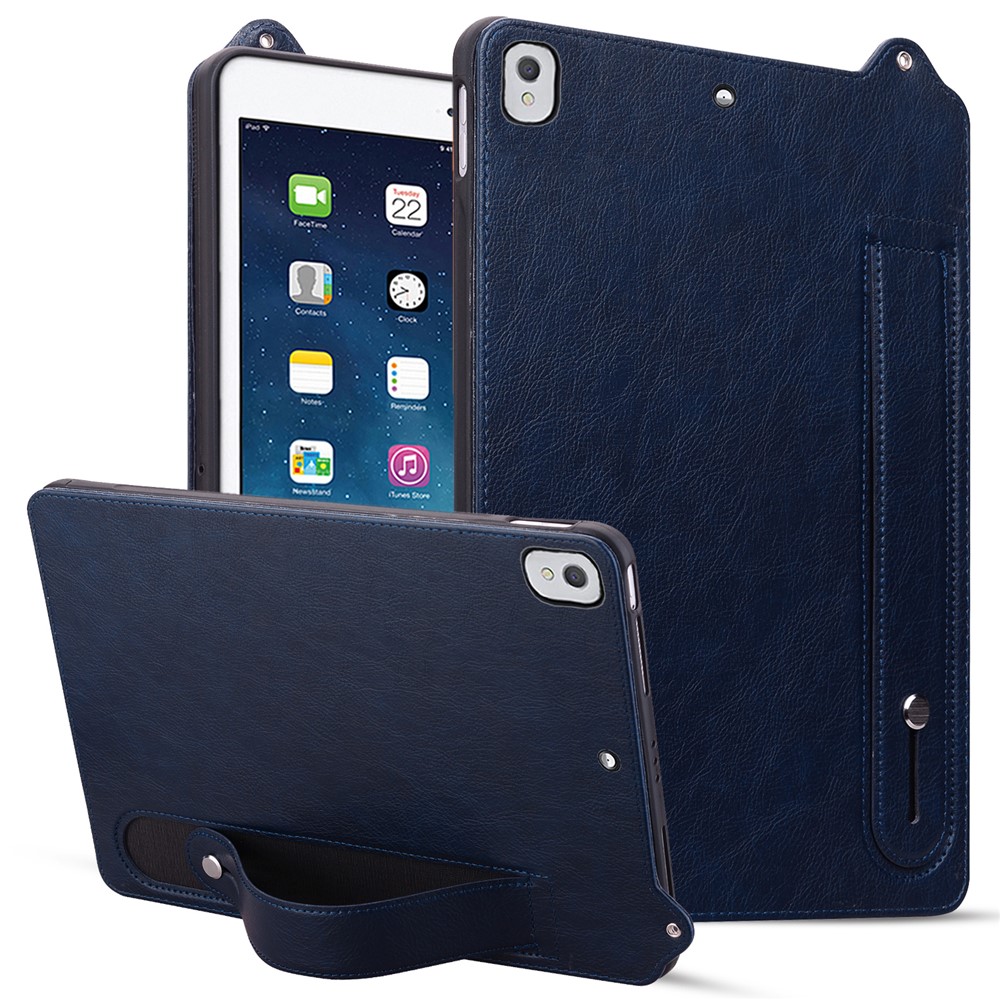 Tablet Case For iPad 10.2 (2020) / (2019) / iPad Air 10.5 inch (2019) Hand Strap Kickstand Leather Cover - Blue