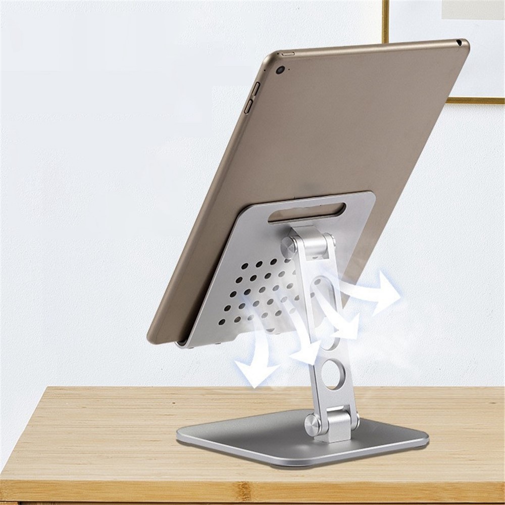 P54 Adjustable Folding Mobile Phone Stand Tablet Riser Heat Dissipation Cooling Bracket Holder - Silver-3