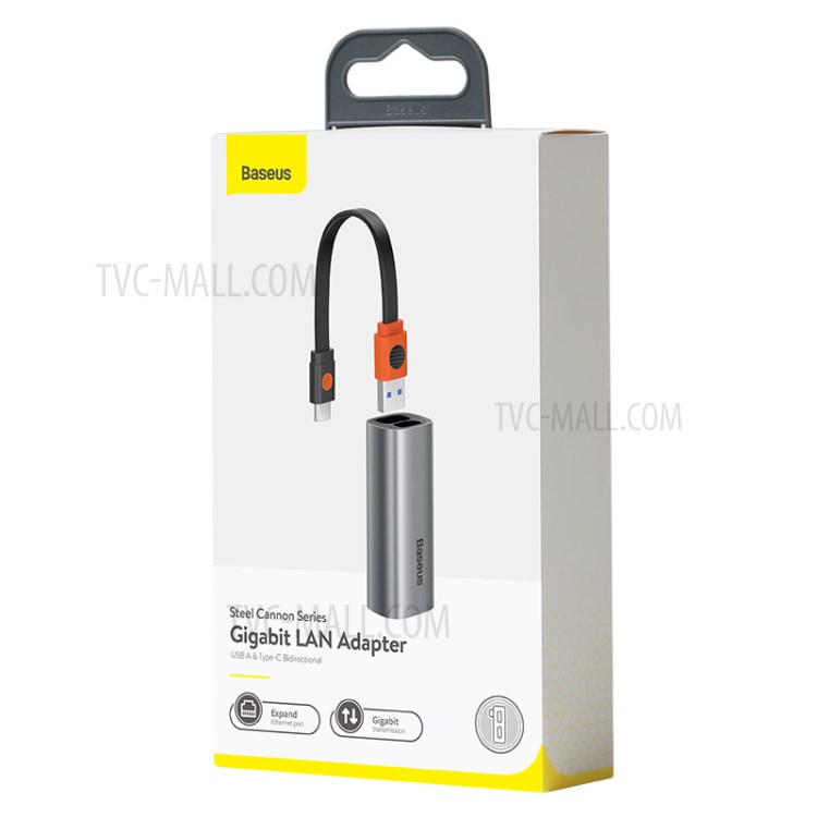 BASEUS Série Canhão De Aço USB-A & Tipo-C Série De Canhão Aço Transmissão Bidireccional Adaptador LAN Gigabit-13