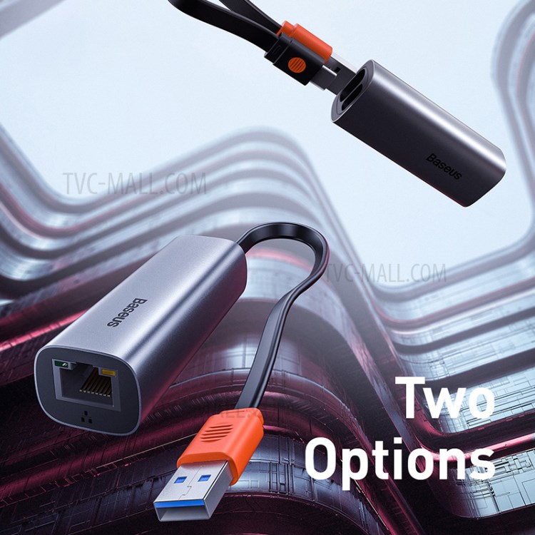 BASEUS Série Canhão De Aço USB-A & Tipo-C Série De Canhão Aço Transmissão Bidireccional Adaptador LAN Gigabit-5