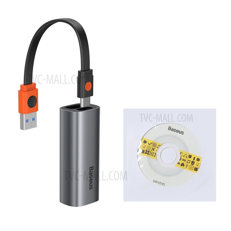BASEUS Série Canhão De Aço USB-A & Tipo-C Série De Canhão Aço Transmissão Bidireccional Adaptador LAN Gigabit-9