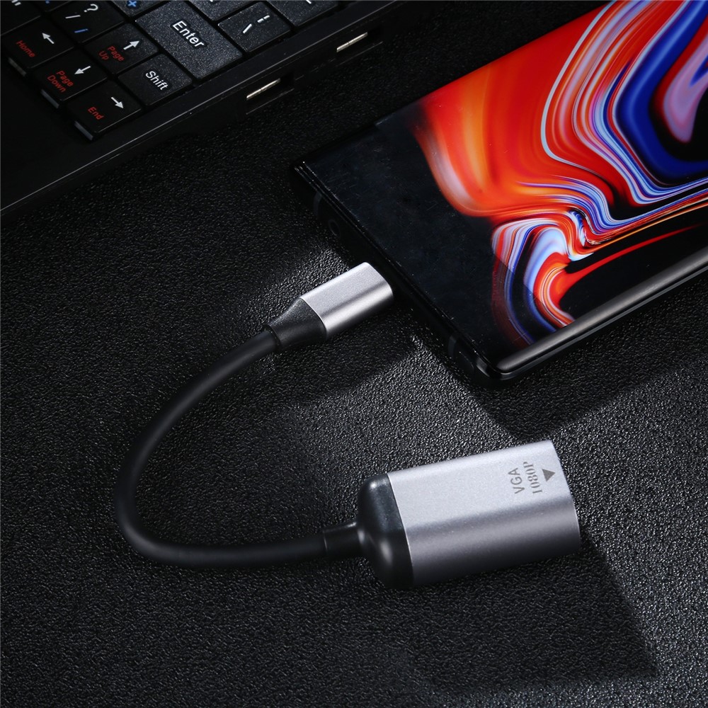 Type C Male to 1080P VGA Female Adapter Converter Cable for MacBook Pro/Air iPad Pro Surface Book 2-5