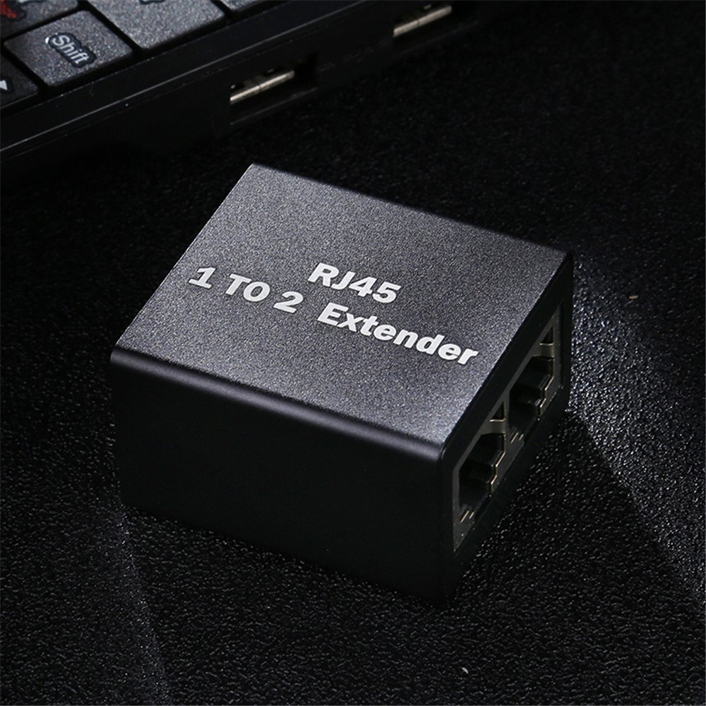 1 to 2 RJ45 Splitter Connector Inline LAN Plugs Ethernet Cable Extender Adapter Black-4