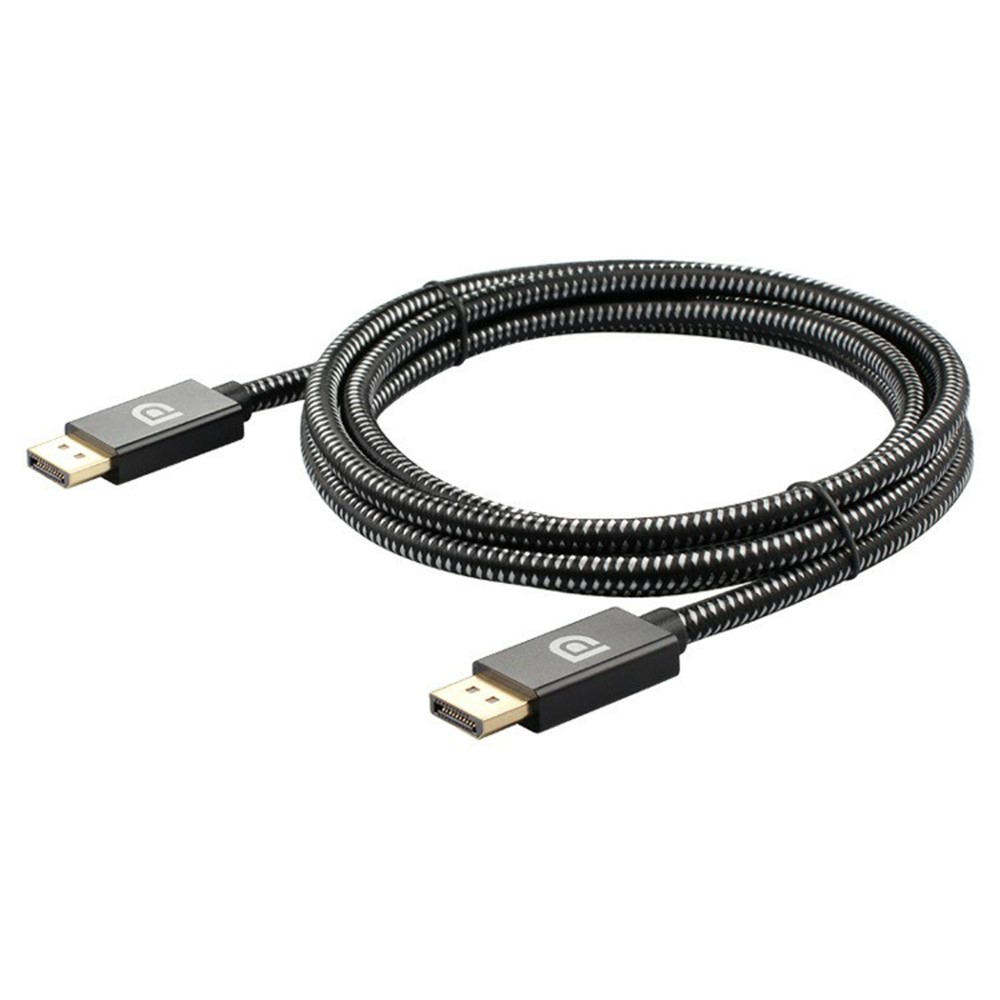 2m DP 1.2 Version DP Male to Male Cable Gold-Plated Braided Cord with Metal Shell Support 4K@60Hz 2K@144Hz - Silver Black-1
