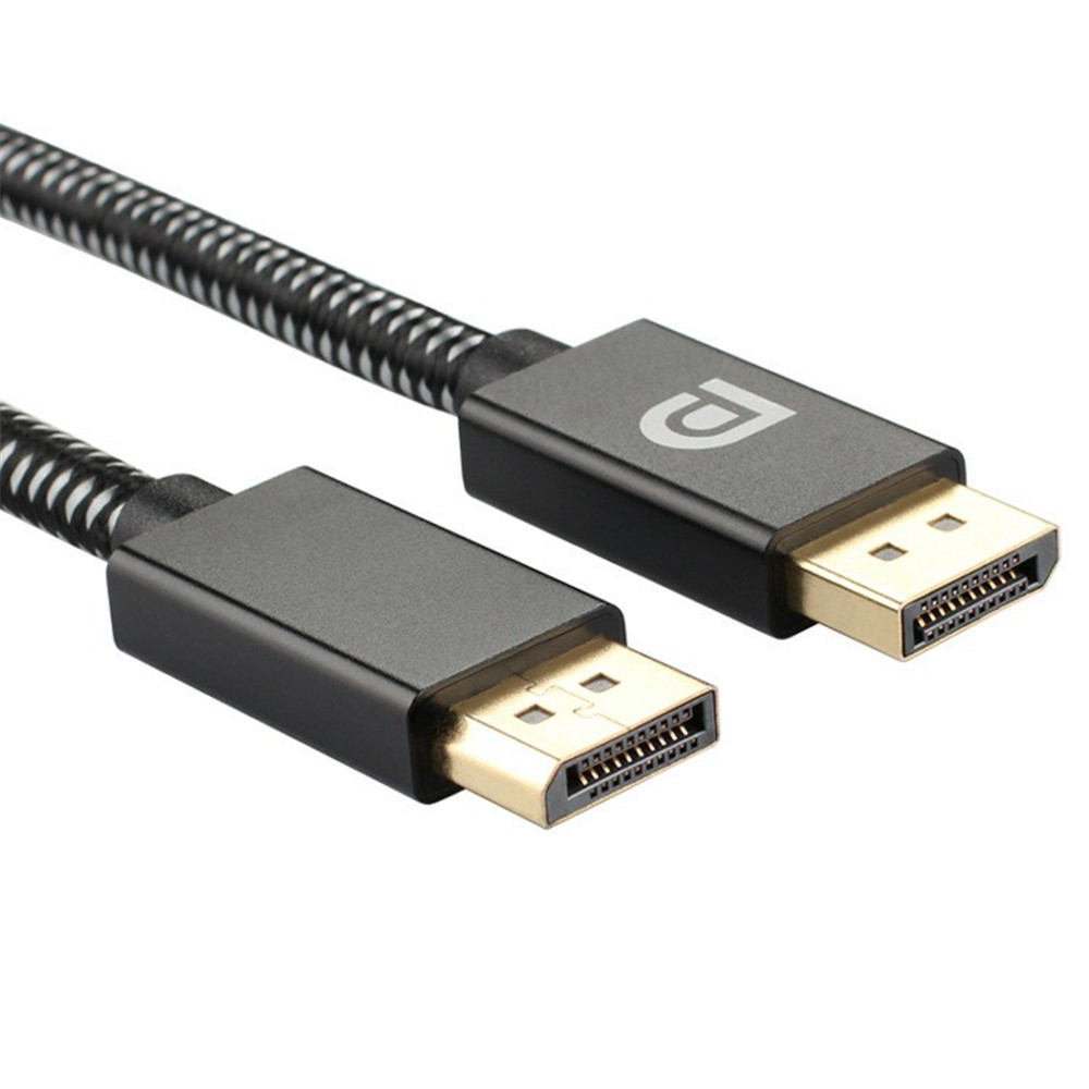 2m DP 1.2 Version DP Male to Male Cable Gold-Plated Braided Cord with Metal Shell Support 4K@60Hz 2K@144Hz - Silver Black-13
