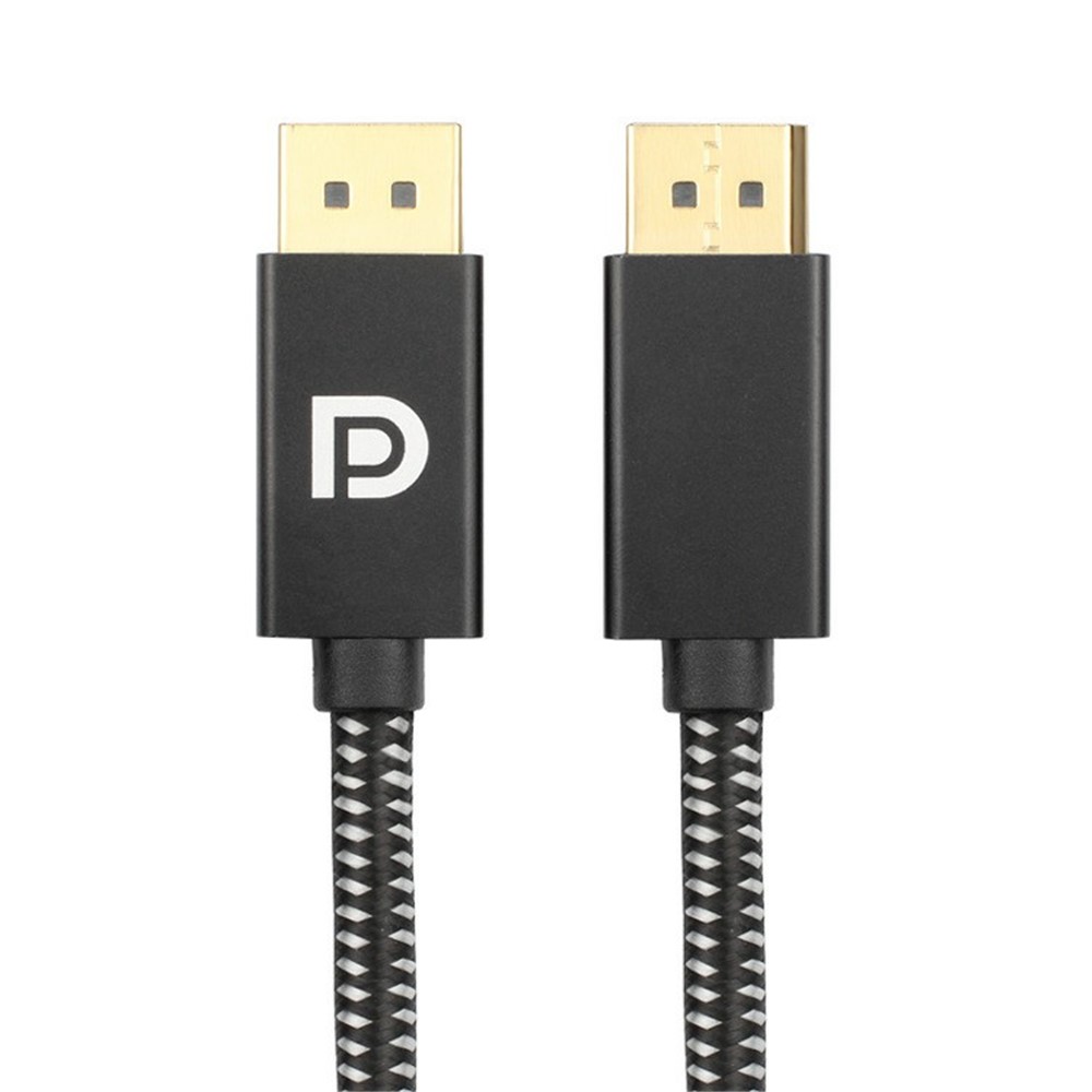 2m DP 1.2 Version DP Male to Male Cable Gold-Plated Braided Cord with Metal Shell Support 4K@60Hz 2K@144Hz - Silver Black-14