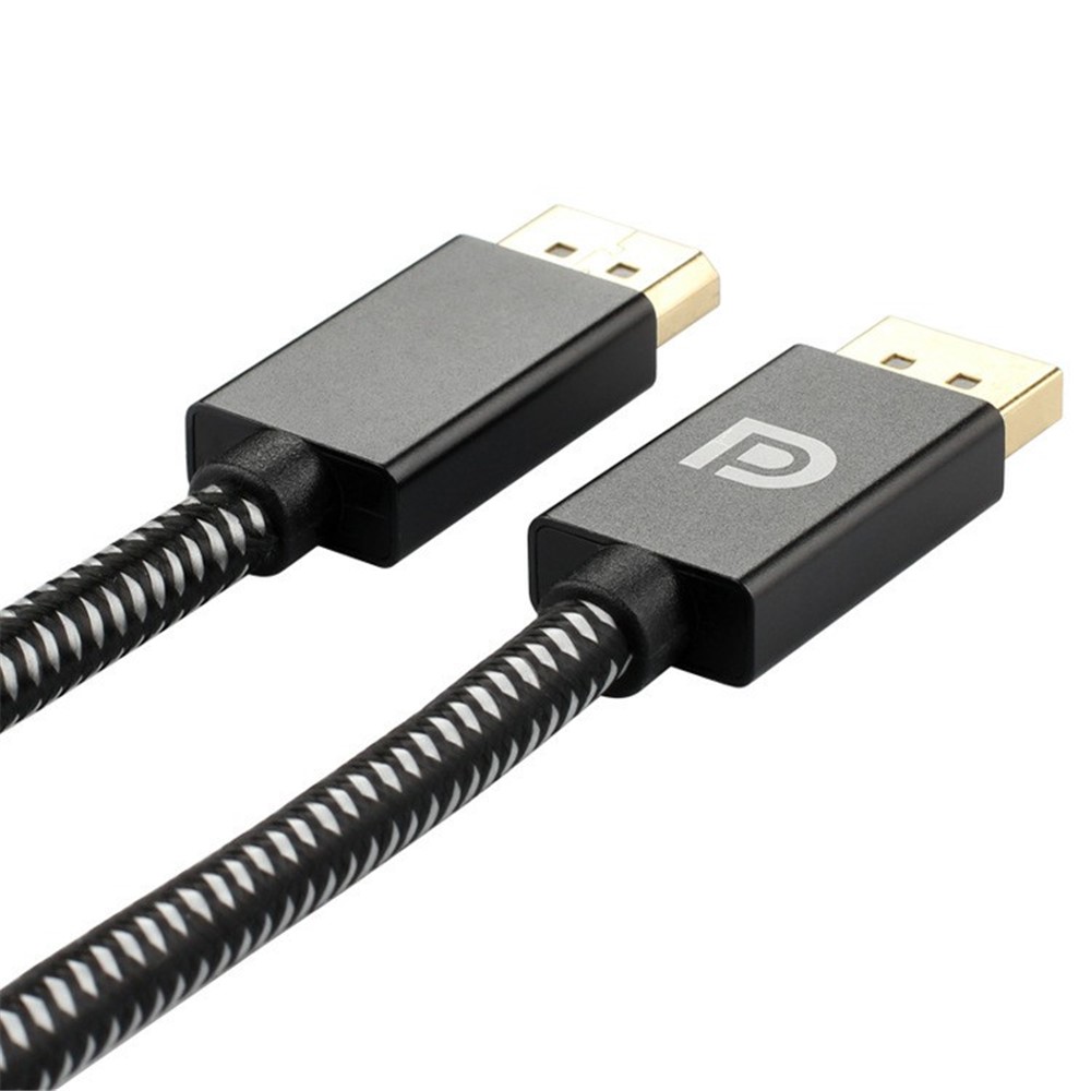 2m DP 1.2 Version DP Male to Male Cable Gold-Plated Braided Cord with Metal Shell Support 4K@60Hz 2K@144Hz - Silver Black-15