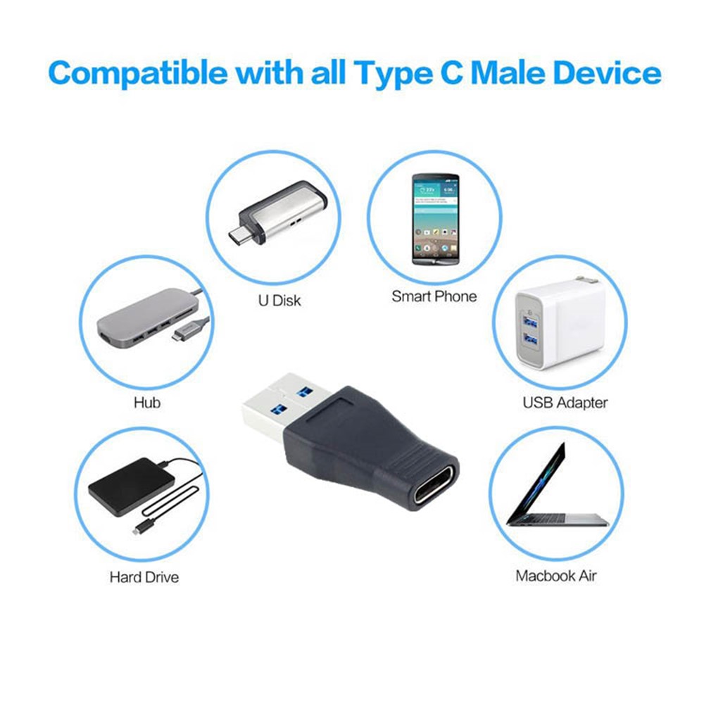 USB 3.1 Type C Female to USB 3.0 A Male OTG Adapter Nickel-Plated Sync Data Converter Connector-5