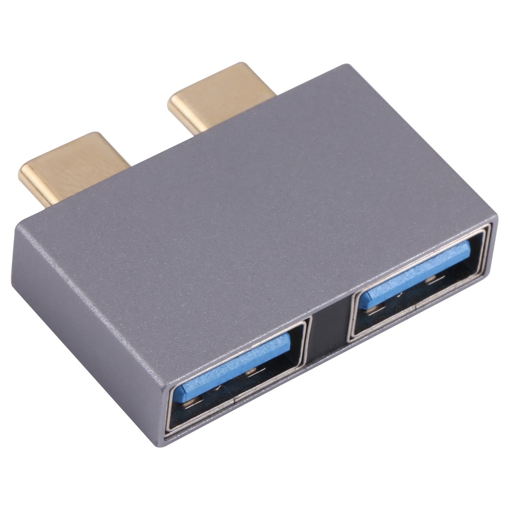 Portable Dual USB Female to 2x Type-C Male Aluminum Alloy Converter USB 3.1 10GB Adapter-3
