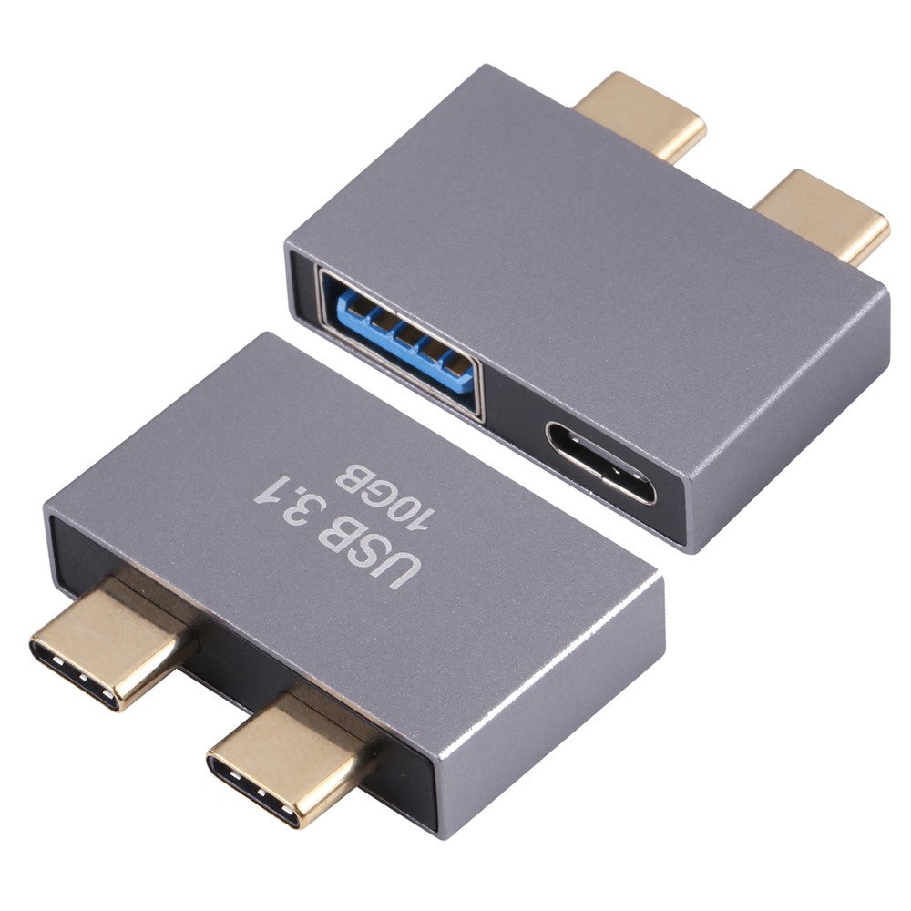 USB + Type-C Female to 2x Type-C Male Converter USB 3.1 10GB Aluminum Alloy Adapter-1