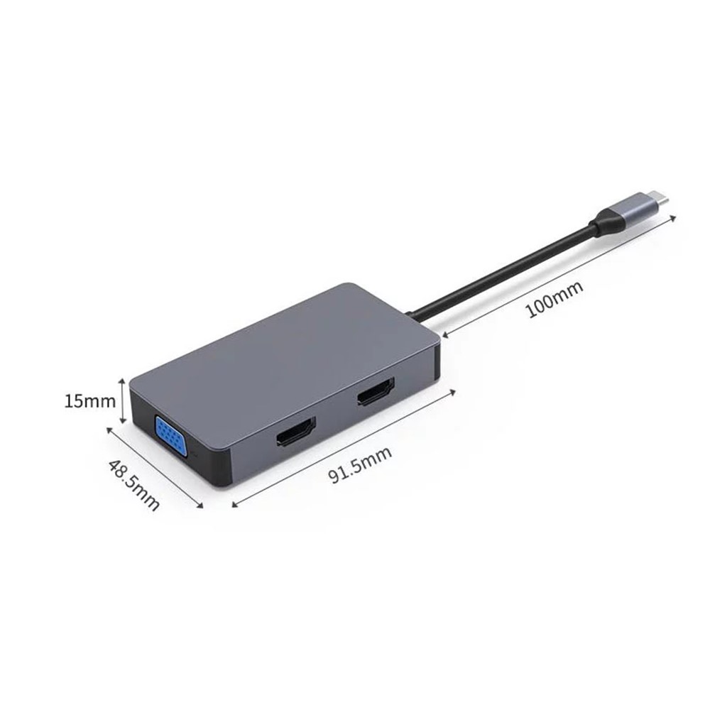 6-in-1 USB C Hub Adapter with 4K 60Hz HDMI, VGA, PD Port, USB 3.0, 3.5mm Audio Jack-3