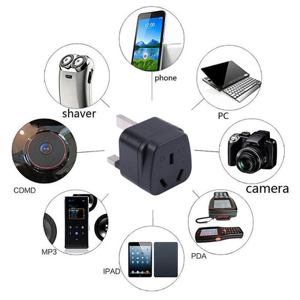Portable 3-Hole AU to UK Plug Adapter Home Travel Power Socket Conversion Plug-2