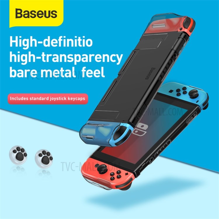 BASEUS GS07 SW Basic Case PC Cover with Joystick Keycaps for Nintendo Switch - Transparent Black-2