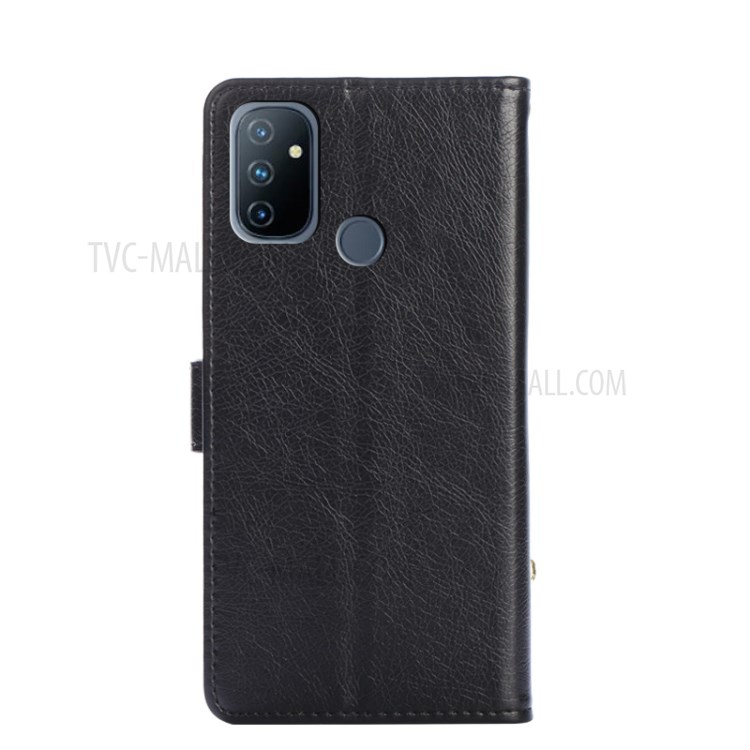 Zipper Pocket Leather Wallet Case for OnePlus Nord N100 Cover - Black-2
