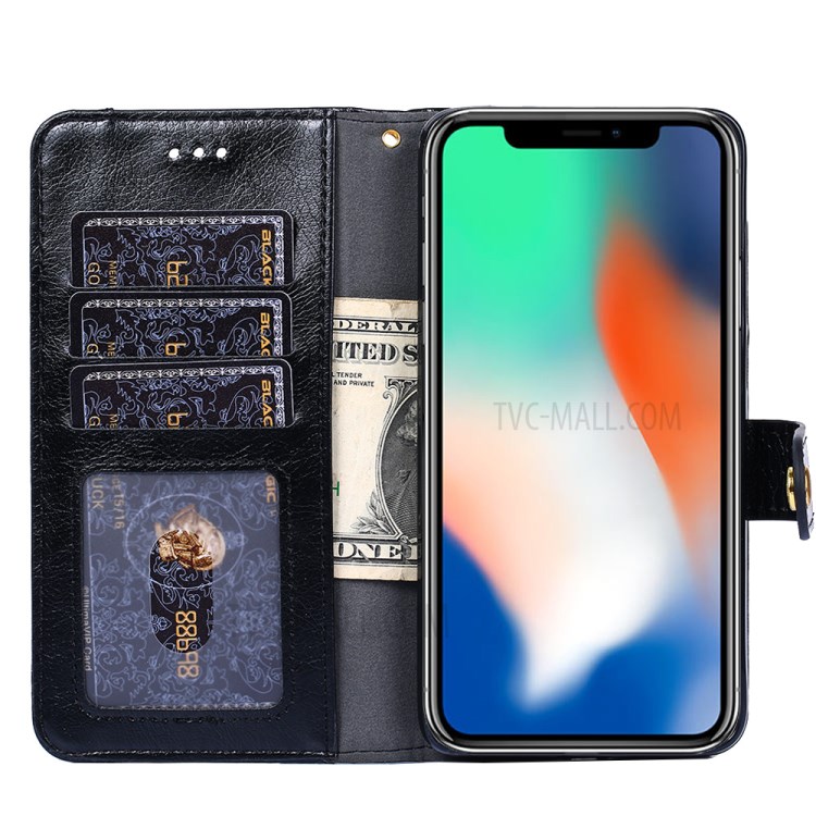 Zipper Pocket Leather Wallet Case for OnePlus Nord N100 Cover - Black-6