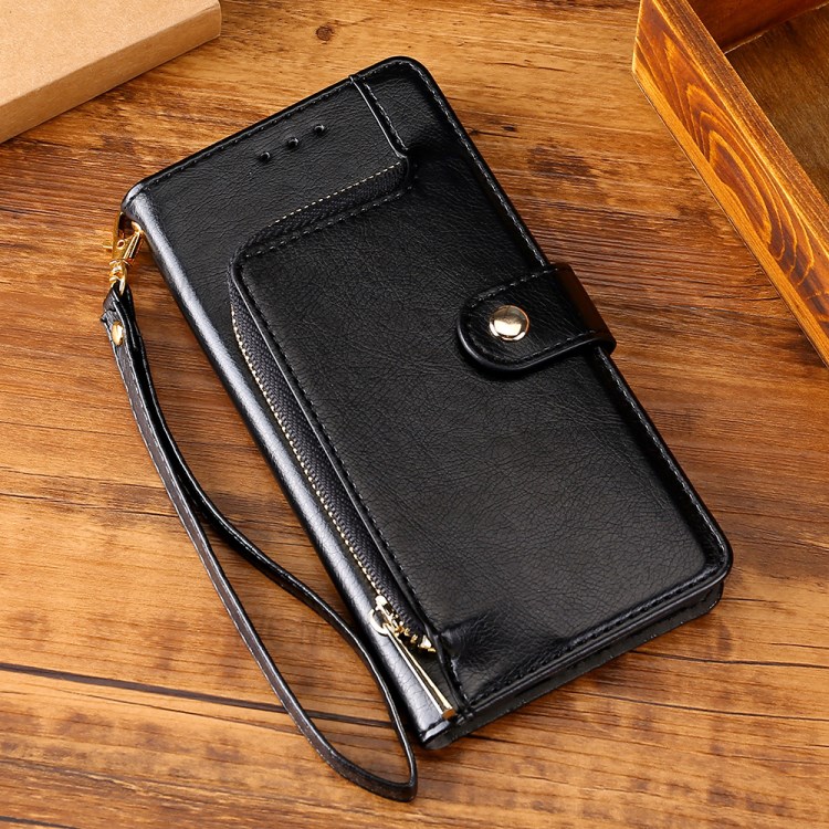 Zipper Pocket Leather Wallet Case for OnePlus Nord N100 Cover - Black-9