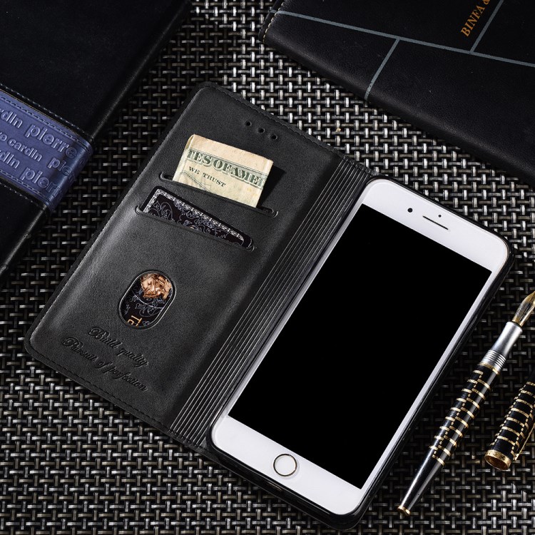 Auto-absorbed Leather Stand Protector Case with Card Slots for OnePlus Nord N100 - Black-4