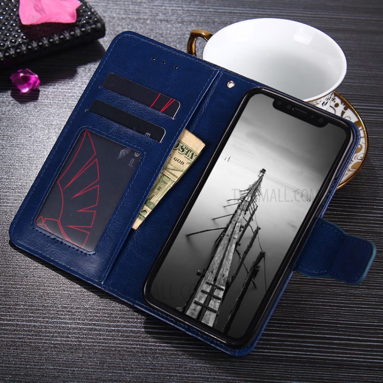 Wallet Stand Case for OnePlus Nord N100 Soft Leather Shell - Dark Blue-10