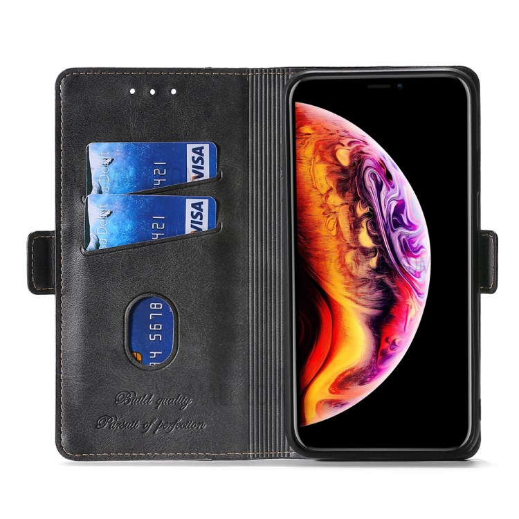 Contrast-Color Side Buckle Leather Wallet Case for OnePlus Nord N100 Shell - Grey/Black-2