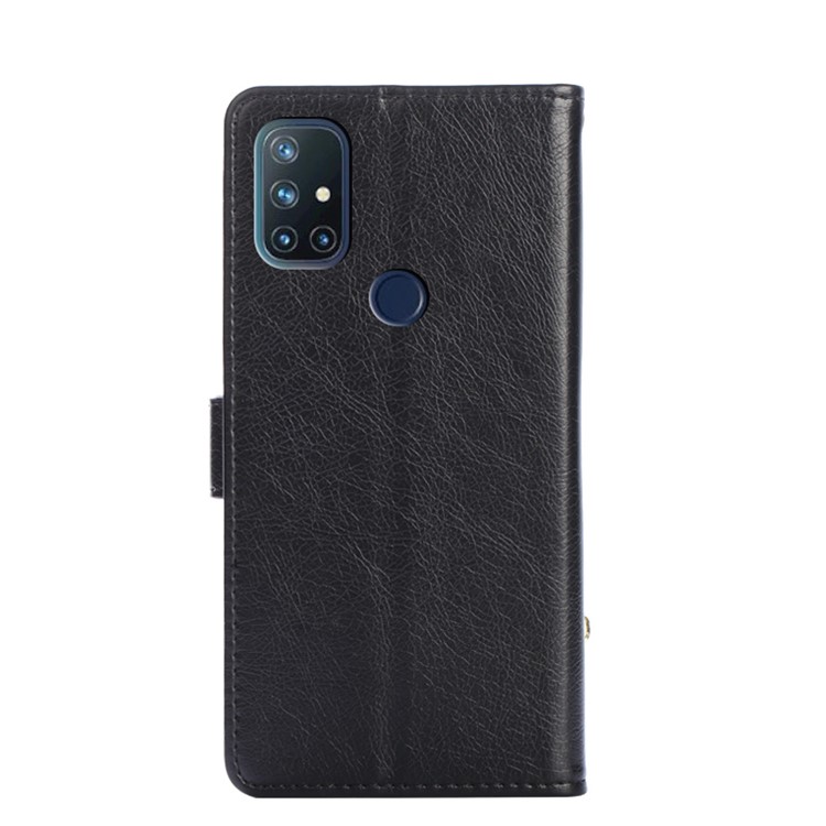 Zipper Pocket Leather Wallet Phone Case for OnePlus Nord N10 5G Cover - Black-2