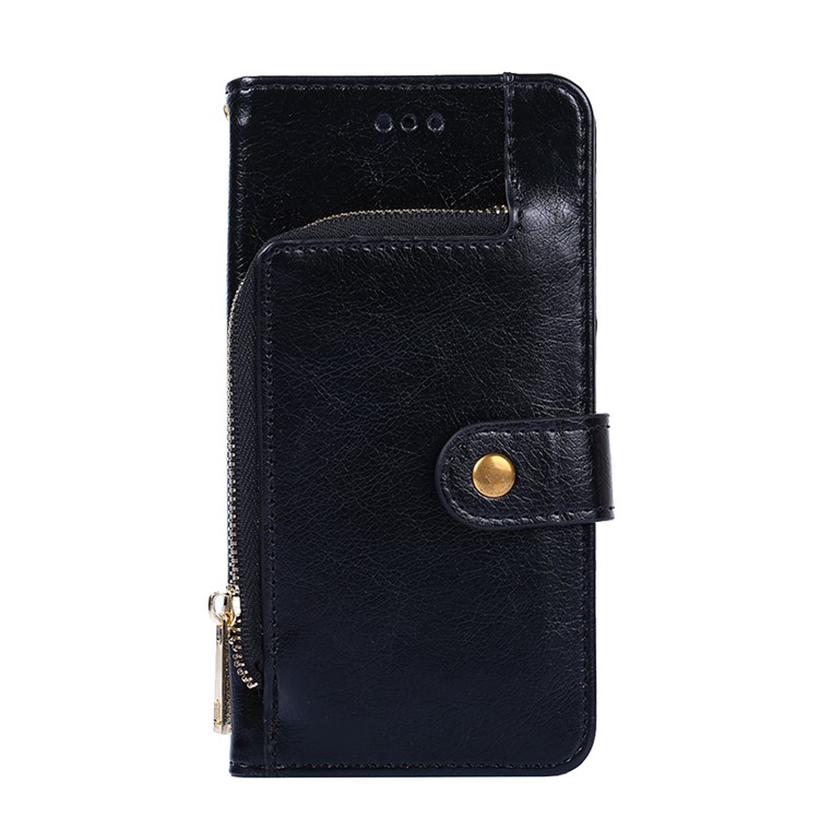 Zipper Pocket Leather Wallet Phone Case for OnePlus Nord N10 5G Cover - Black-5