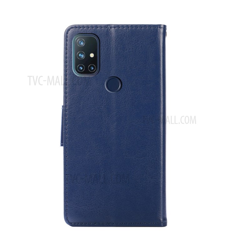Wallet Stand Case for OnePlus Nord N10 5G Soft Leather Cover - Dark Blue-2