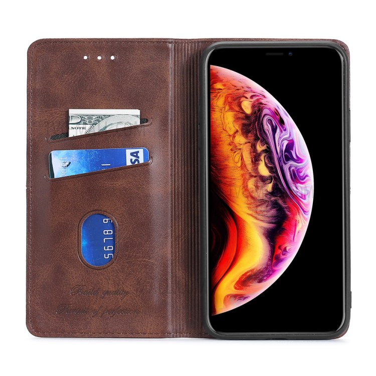 Auto-absorbed Leather Stand Card Slots Shell for OnePlus Nord N10 5G Protector Case - Dark Brown-2