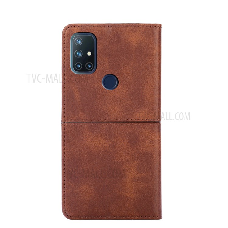 Auto-absorbed Leather Stand Card Slots Shell for OnePlus Nord N10 5G Protector Case - Dark Brown-3