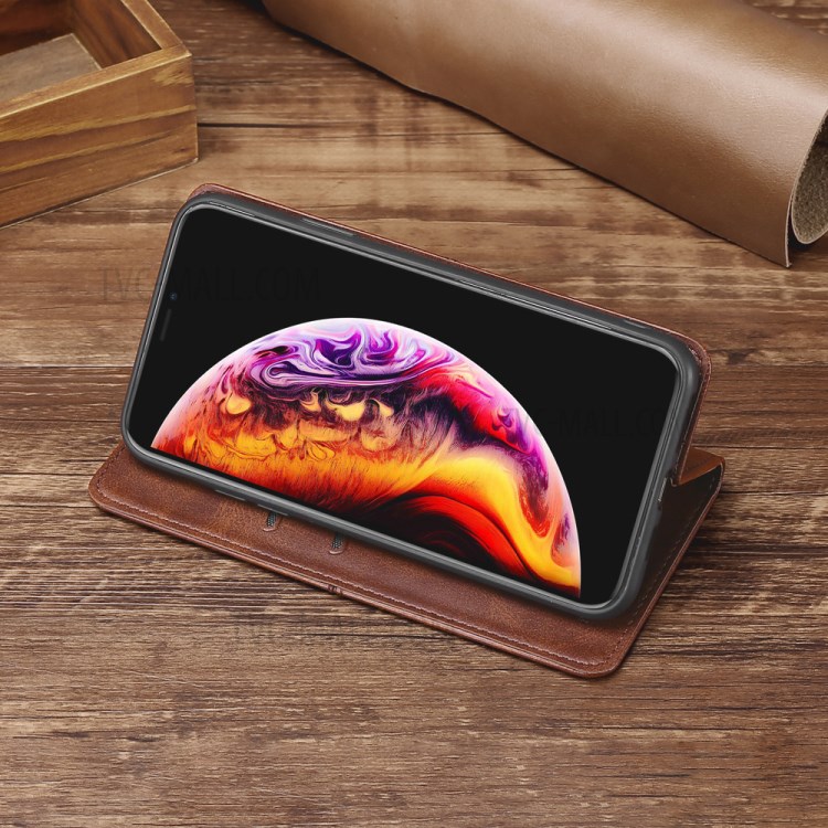 Auto-absorbed Leather Stand Card Slots Shell for OnePlus Nord N10 5G Protector Case - Dark Brown-7