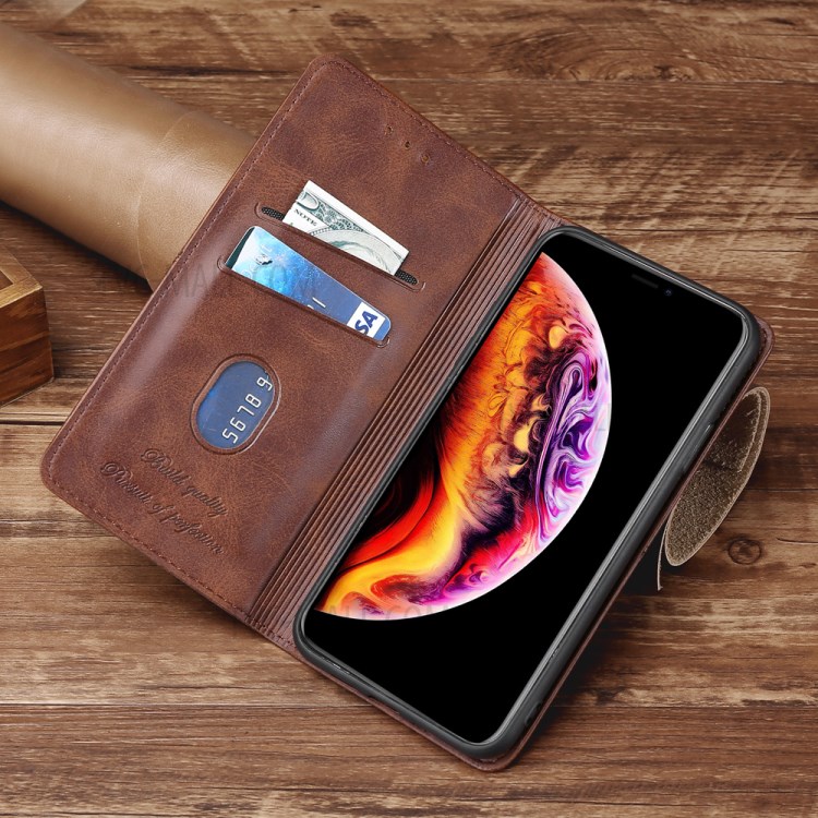 Auto-absorbed Leather Stand Card Slots Shell for OnePlus Nord N10 5G Protector Case - Dark Brown-8