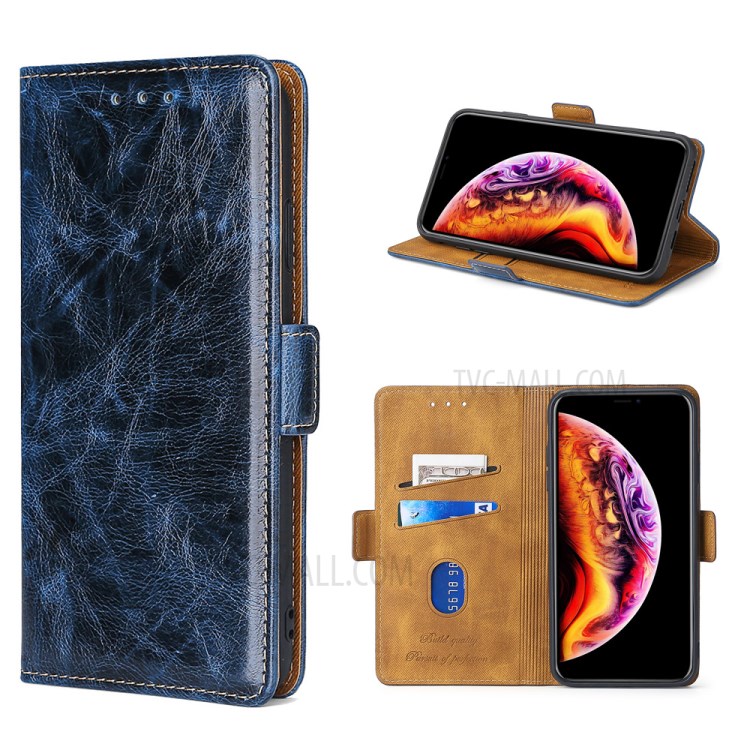 Dual Magnetic Flap PU Leather Card Holder Phone Case for OnePlus Nord N10 5G - Blue-1