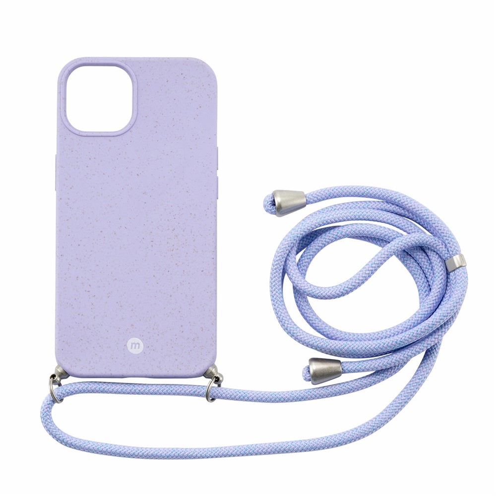 MOMAX ML Anti-drop Full Protective Phone Cover PLA Biodegradable Phone Case with Lanyard for iPhone 13 mini 5.4 inch - Purple-1